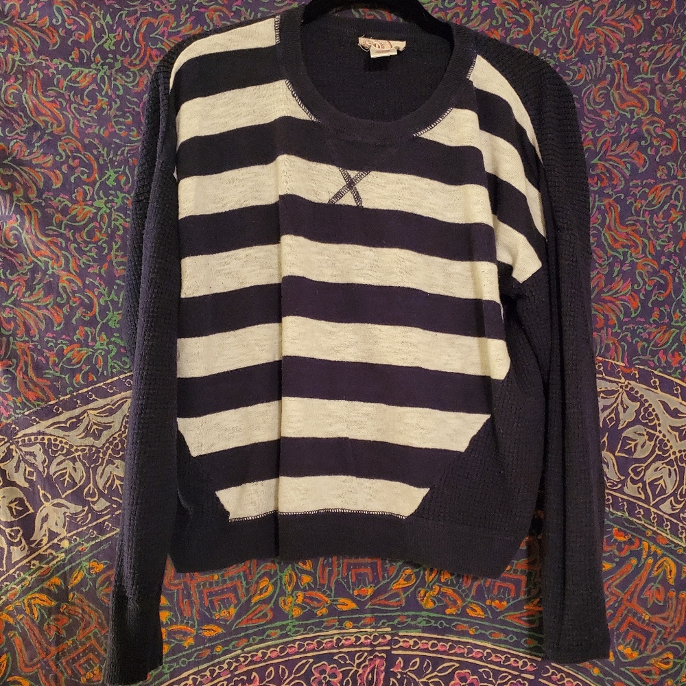 Half-striped long sleeved light sweater